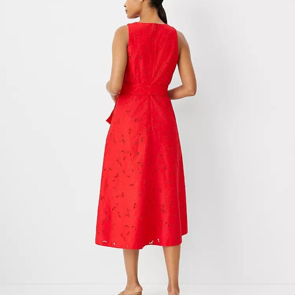 Ann Taylor Eyelet Belted Halter Flare Dress - Picture 3 of 13